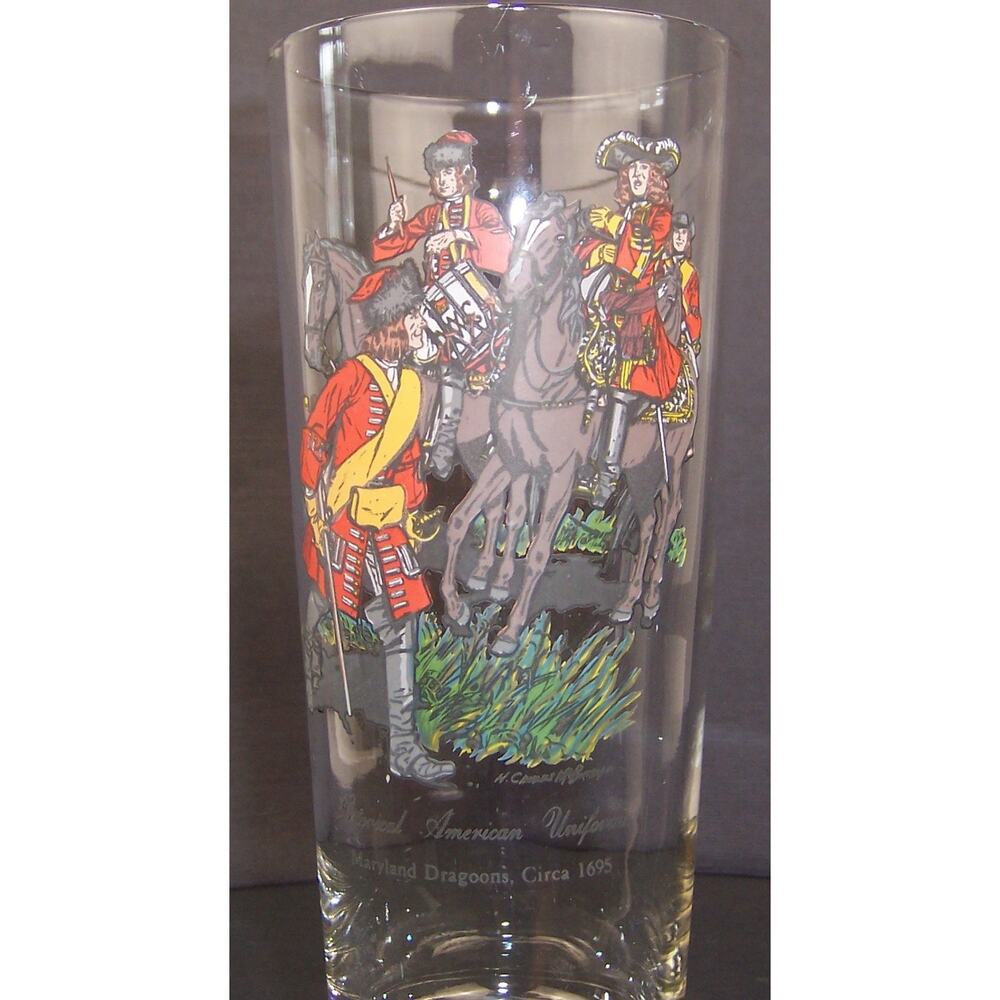 VTG Libbey Historical American Uniforms Highball Glasses Tumblers 6.5" Set of 3 - Picture 3 of 5